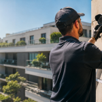 Technicien réalisant la maintenance préventive d'équipements de sécurité pendant un épisode de canicule