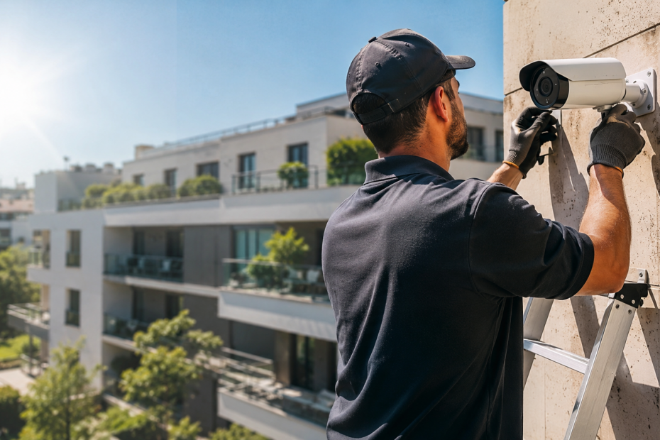 Technicien réalisant la maintenance préventive d'équipements de sécurité pendant un épisode de canicule
