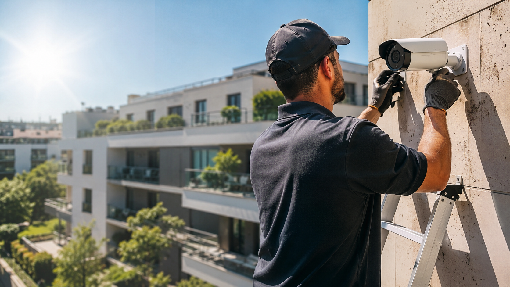 Technicien réalisant la maintenance préventive d'équipements de sécurité pendant un épisode de canicule