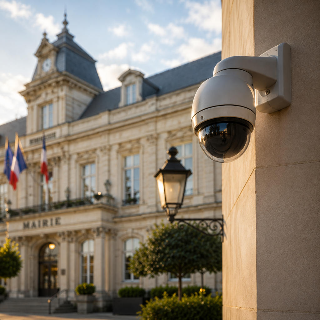 Système de vidéosurveillance installé sur un bâtiment municipal